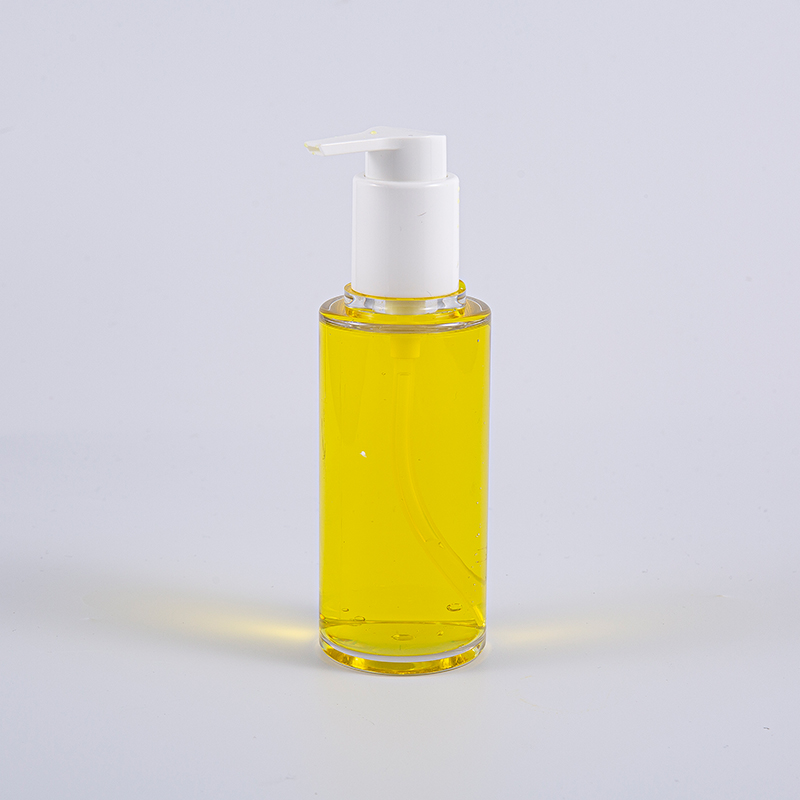 백색 플라스틱 펌프를 가진 명확한 PETG 100ml 원형 로션 병