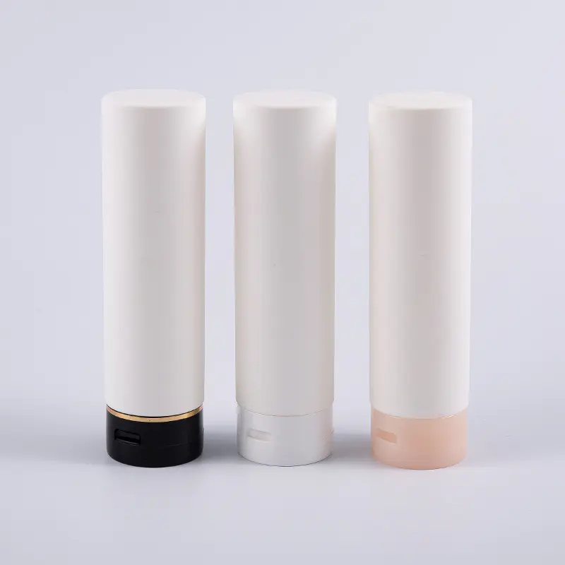 손가락으로 튀김 정상 모자를 가진 백색 소프트 터치 둥근 거꾸로 한 180ml PE 헤어 컨디셔너 정화 병