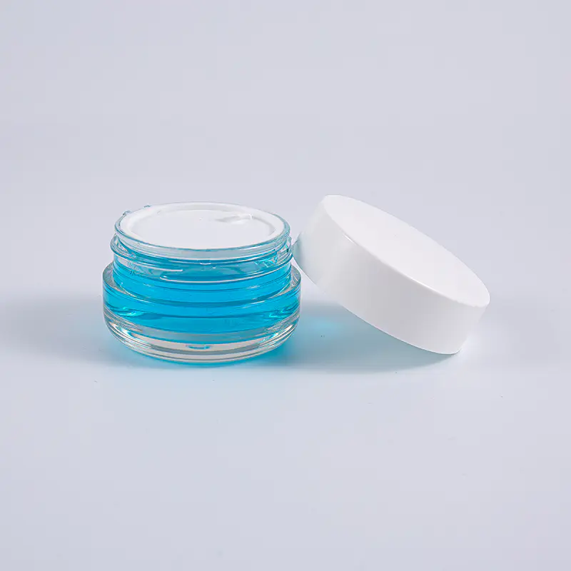 백색 나사 모자를 가진 투명한 원형 PETG 50g 두꺼운 벽 크림 단지