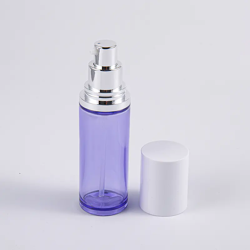 알루미늄 펌프를 가진 자주색 색깔 100ml 둥근 혈청 로션 병