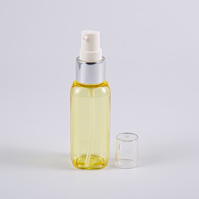 여행용 펌프가 있는 50ml Petg 정사각형 모양 병 사용