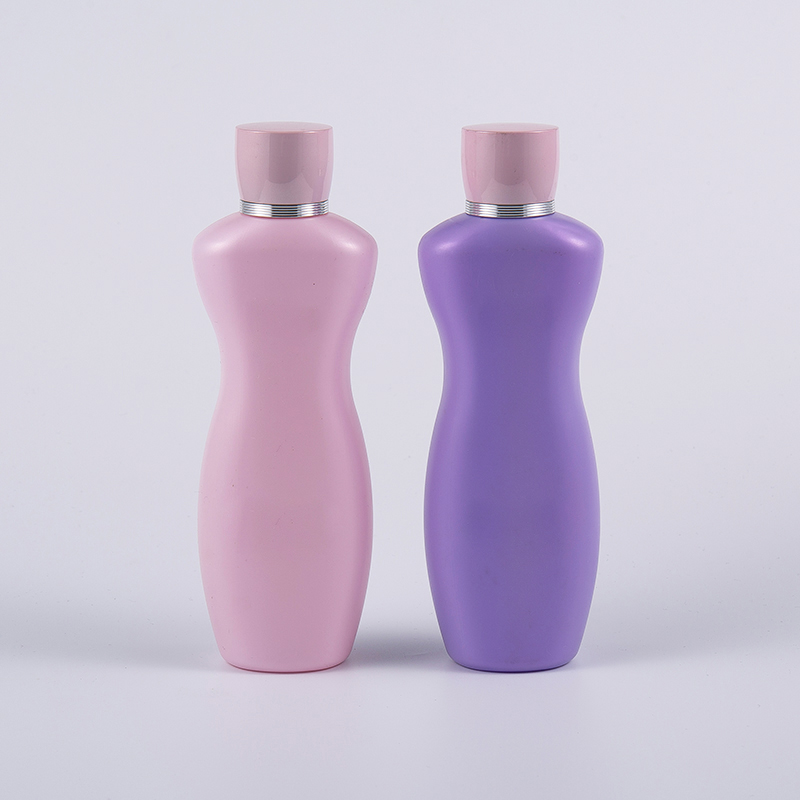 분홍색 자주색 색깔 인간 환경 공학 모양 200ml PE 몸 로션 목욕 세척 병