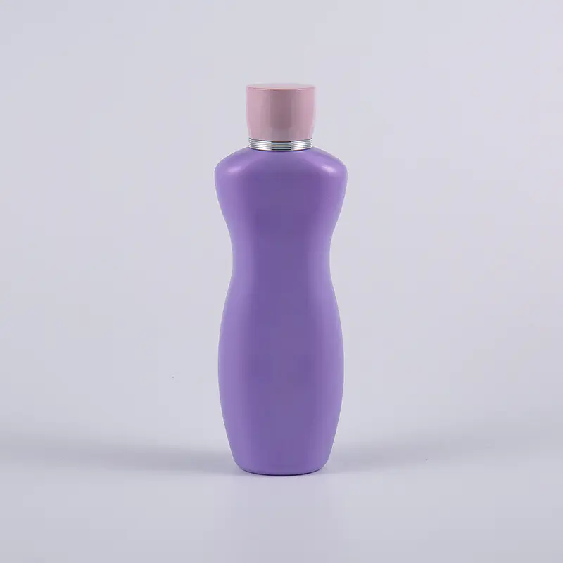 분홍색 자주색 색깔 인간 환경 공학 모양 200ml PE 몸 로션 목욕 세척 병